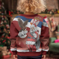 Serbia Santa Christmas Kid Ugly Christmas Sweater Christmas Serbian Eagle Flag Style - Wonder Print Shop