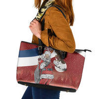 Serbia Santa Christmas Leather Tote Bag Christmas Serbian Eagle Flag Style - Wonder Print Shop