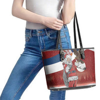 Serbia Santa Christmas Leather Tote Bag Christmas Serbian Eagle Flag Style - Wonder Print Shop