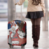 Serbia Santa Christmas Luggage Cover Christmas Serbian Eagle Flag Style - Wonder Print Shop