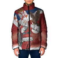 Serbia Santa Christmas Padded Jacket Christmas Serbian Eagle Flag Style - Wonder Print Shop