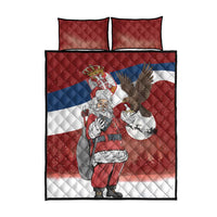 Serbia Santa Christmas Quilt Bed Set Christmas Serbian Eagle Flag Style - Wonder Print Shop
