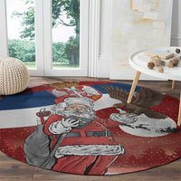 Serbia Santa Christmas Round Carpet Christmas Serbian Eagle Flag Style - Wonder Print Shop