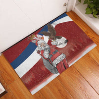 Serbia Santa Christmas Rubber Doormat Christmas Serbian Eagle Flag Style - Wonder Print Shop