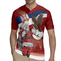 Serbia Santa Christmas Rugby Jersey Christmas Serbian Eagle Flag Style - Wonder Print Shop