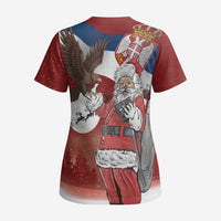 Serbia Santa Christmas Scrub Top Christmas Serbian Eagle Flag Style - Wonder Print Shop