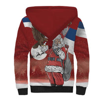 Serbia Santa Christmas Sherpa Hoodie Christmas Serbian Eagle Flag Style - Wonder Print Shop
