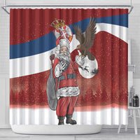 Serbia Santa Christmas Shower Curtain Christmas Serbian Eagle Flag Style - Wonder Print Shop