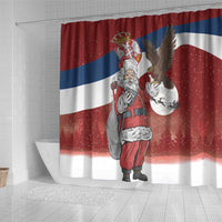 Serbia Santa Christmas Shower Curtain Christmas Serbian Eagle Flag Style - Wonder Print Shop