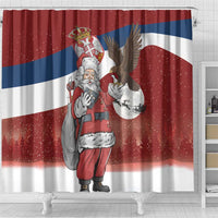 Serbia Santa Christmas Shower Curtain Christmas Serbian Eagle Flag Style - Wonder Print Shop