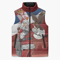 Serbia Santa Christmas Sleeveless Puffer Jacket Christmas Serbian Eagle Flag Style - Wonder Print Shop