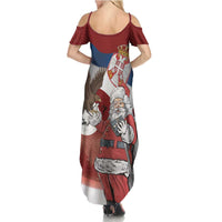Serbia Santa Christmas Summer Maxi Dress Christmas Serbian Eagle Flag Style - Wonder Print Shop