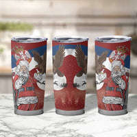 Serbia Santa Christmas Tumbler Cup Christmas Serbian Eagle Flag Style - Wonder Print Shop