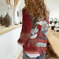 Serbia Santa Christmas Women Casual Shirt Christmas Serbian Eagle Flag Style - Wonder Print Shop