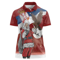 Serbia Santa Christmas Women Polo Shirt Christmas Serbian Eagle Flag Style - Wonder Print Shop