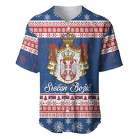 Serbia Christmas Baseball Jersey Coat Of Arms Srecan Bozic - Wonder Print Shop