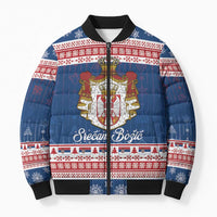 Serbia Christmas Bomber Puffer Jacket Coat Of Arms Srecan Bozic - Wonder Print Shop
