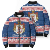 Serbia Christmas Bomber Puffer Jacket Coat Of Arms Srecan Bozic - Wonder Print Shop