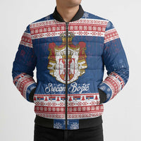 Serbia Christmas Bomber Puffer Jacket Coat Of Arms Srecan Bozic - Wonder Print Shop