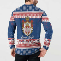 Serbia Christmas Button Sweatshirt Coat Of Arms Srecan Bozic - Wonder Print Shop