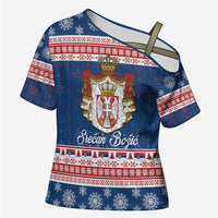 Serbia Christmas Cross Shoulder Shirt Coat Of Arms Srecan Bozic - Wonder Print Shop