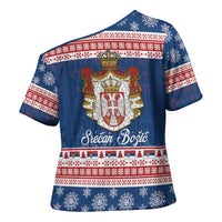 Serbia Christmas Cross Shoulder Shirt Coat Of Arms Srecan Bozic - Wonder Print Shop
