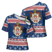 Serbia Christmas Cross Shoulder Shirt Coat Of Arms Srecan Bozic - Wonder Print Shop