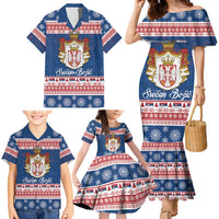 Serbia Christmas Family Matching Mermaid Dress and Hawaiian Shirt Coat Of Arms Srecan Bozic - Wonder Print Shop