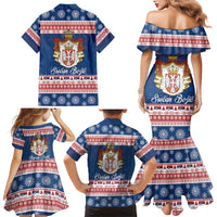 Serbia Christmas Family Matching Mermaid Dress and Hawaiian Shirt Coat Of Arms Srecan Bozic - Wonder Print Shop