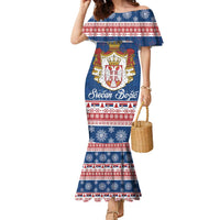 Serbia Christmas Family Matching Mermaid Dress and Hawaiian Shirt Coat Of Arms Srecan Bozic - Wonder Print Shop