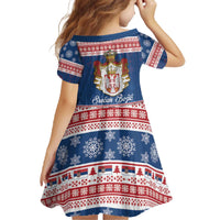 Serbia Christmas Family Matching Off The Shoulder Long Sleeve Dress and Hawaiian Shirt Coat Of Arms Srecan Bozic - Wonder Print Shop