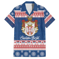 Serbia Christmas Family Matching Off The Shoulder Long Sleeve Dress and Hawaiian Shirt Coat Of Arms Srecan Bozic - Wonder Print Shop