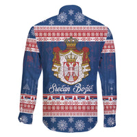 Serbia Christmas Family Matching Off The Shoulder Long Sleeve Dress and Hawaiian Shirt Coat Of Arms Srecan Bozic - Wonder Print Shop