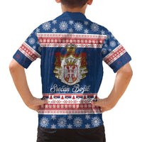 Serbia Christmas Family Matching Off Shoulder Short Dress and Hawaiian Shirt Coat Of Arms Srecan Bozic - Wonder Print Shop