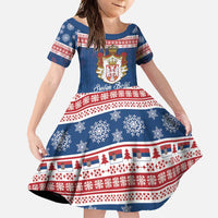 Serbia Christmas Family Matching Short Sleeve Bodycon Dress and Hawaiian Shirt Coat Of Arms Srecan Bozic - Wonder Print Shop