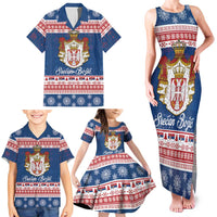 Serbia Christmas Family Matching Tank Maxi Dress and Hawaiian Shirt Coat Of Arms Srecan Bozic - Wonder Print Shop