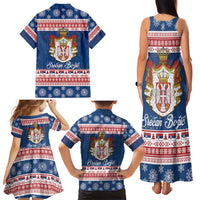 Serbia Christmas Family Matching Tank Maxi Dress and Hawaiian Shirt Coat Of Arms Srecan Bozic - Wonder Print Shop