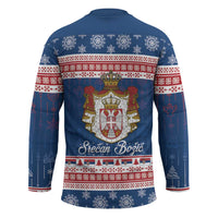 Serbia Christmas Hockey Jersey Coat Of Arms Srecan Bozic - Wonder Print Shop