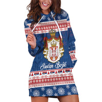 Serbia Christmas Hoodie Dress Coat Of Arms Srecan Bozic - Wonder Print Shop