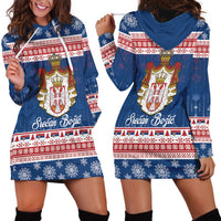 Serbia Christmas Hoodie Dress Coat Of Arms Srecan Bozic - Wonder Print Shop