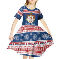 Serbia Christmas Kid Short Sleeve Dress Coat Of Arms Srecan Bozic - Wonder Print Shop