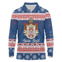 Serbia Christmas Long Sleeve Polo Shirt Coat Of Arms Srecan Bozic - Wonder Print Shop