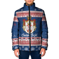 Serbia Christmas Padded Jacket Coat Of Arms Srecan Bozic - Wonder Print Shop