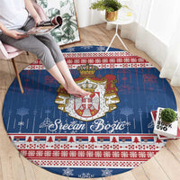 Serbia Christmas Round Carpet Coat Of Arms Srecan Bozic - Wonder Print Shop