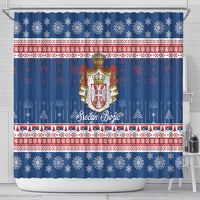 Serbia Christmas Shower Curtain Coat Of Arms Srecan Bozic - Wonder Print Shop