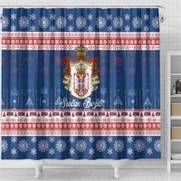 Serbia Christmas Shower Curtain Coat Of Arms Srecan Bozic - Wonder Print Shop