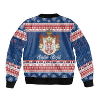 Serbia Christmas Sleeve Zip Bomber Jacket Coat Of Arms Srecan Bozic - Wonder Print Shop