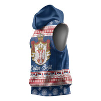 Serbia Christmas Sleeveless Hoodie Coat Of Arms Srecan Bozic - Wonder Print Shop