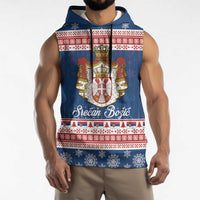 Serbia Christmas Sleeveless Hoodie Coat Of Arms Srecan Bozic - Wonder Print Shop