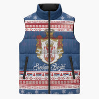 Serbia Christmas Sleeveless Puffer Jacket Coat Of Arms Srecan Bozic - Wonder Print Shop